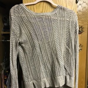 sheer tan sweater with open back